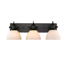  3118-BA3 BLK-OP - Hines 3-Light Bath Vanity in Matte Black with Opal Glass